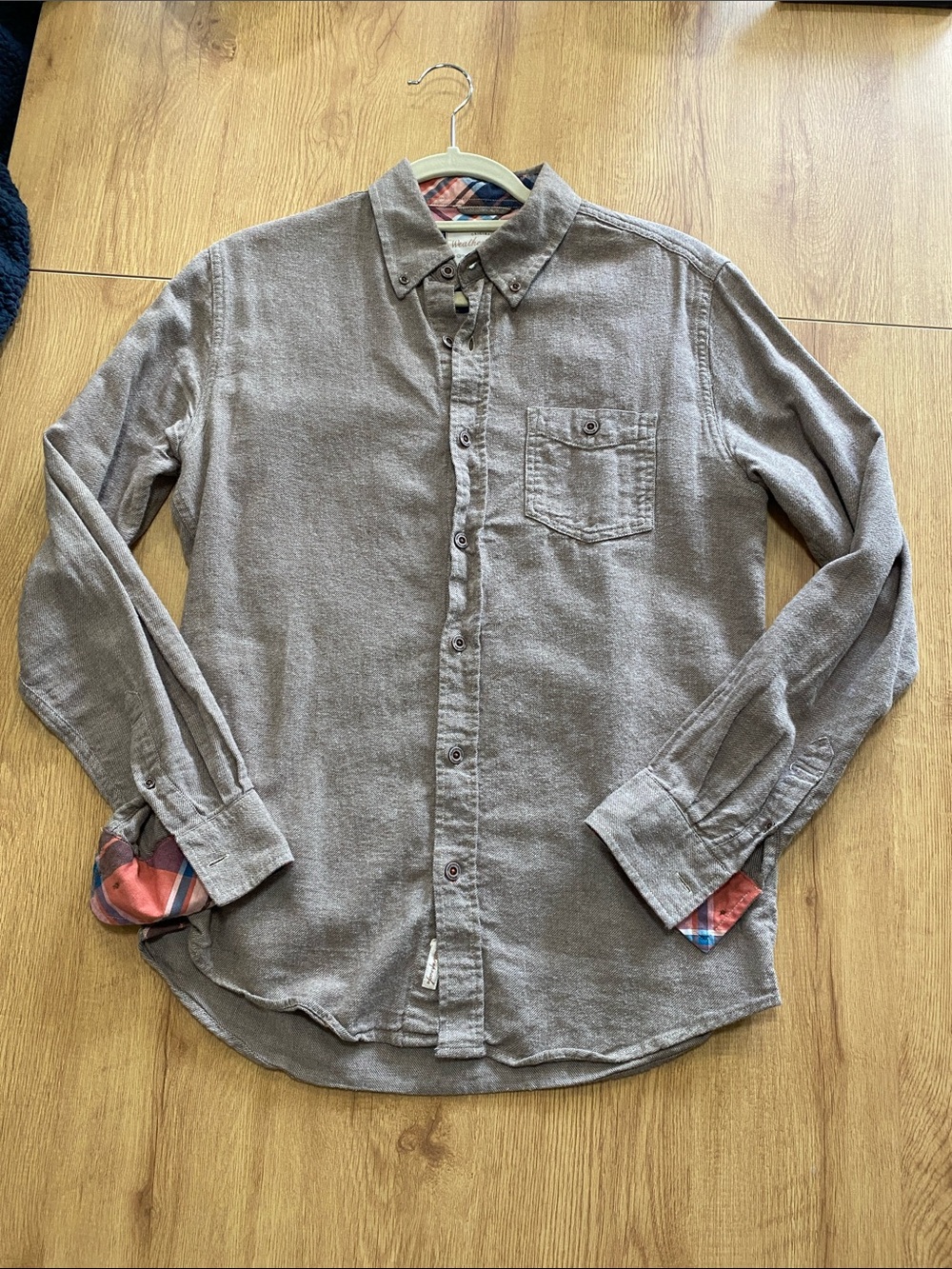 Weatherproof Men's Taupe Long-Sleeve Button-Down Shirt